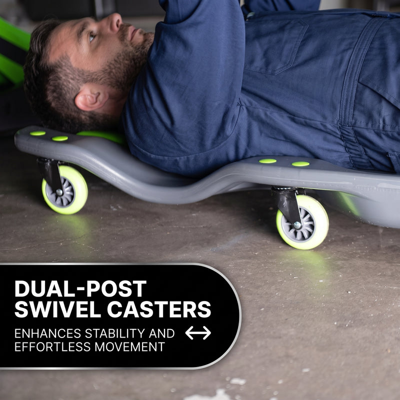 Low Profile Rolling Garage Creeper - Mechanic Creeper with Padded Headrest & Tool Trays, Under Car Roller for Automotive Repair, Rolling Car Creeper - 2