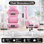 Pink Gaming Chairs – High-Back Reclining Styles with Footrest & Lumbar Support - 2