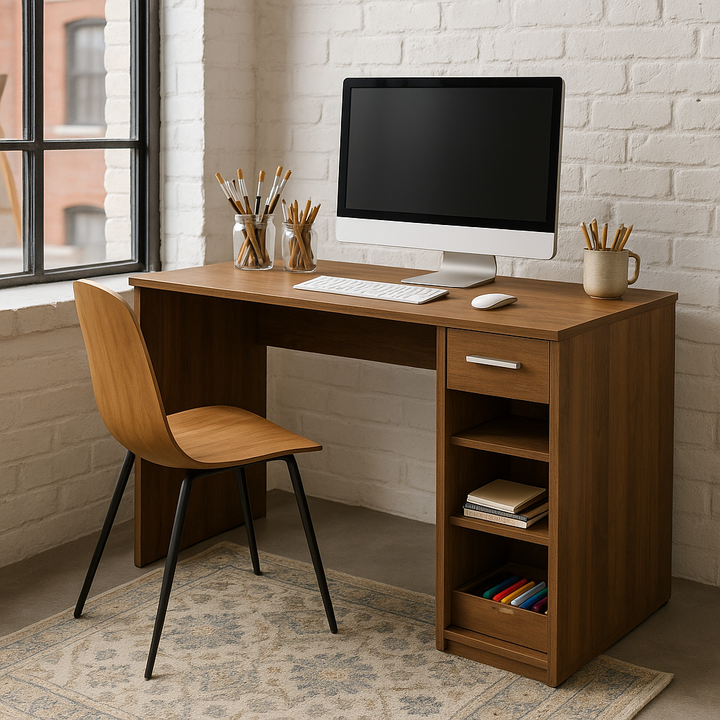 Executive Pro 46" Brown Wood L-Shape Computer Desk – Corner Command Center