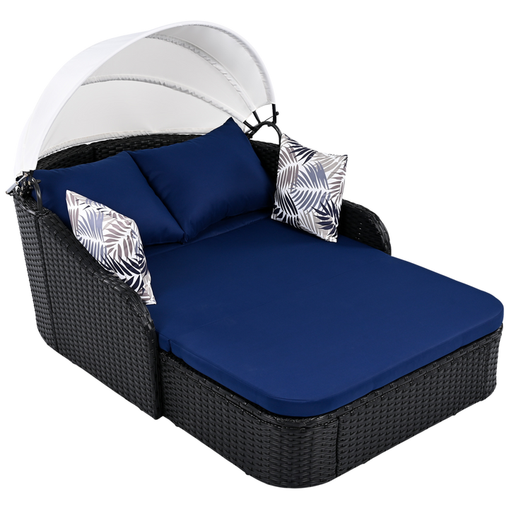 LunaLux premium 48’ Blue  Rattan Daybed with cushion