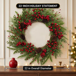 CHRISTMAS BERRY WREATH FOR FRONT DOOR – WINTER PINE HOLIDAY DÉCOR - 2
