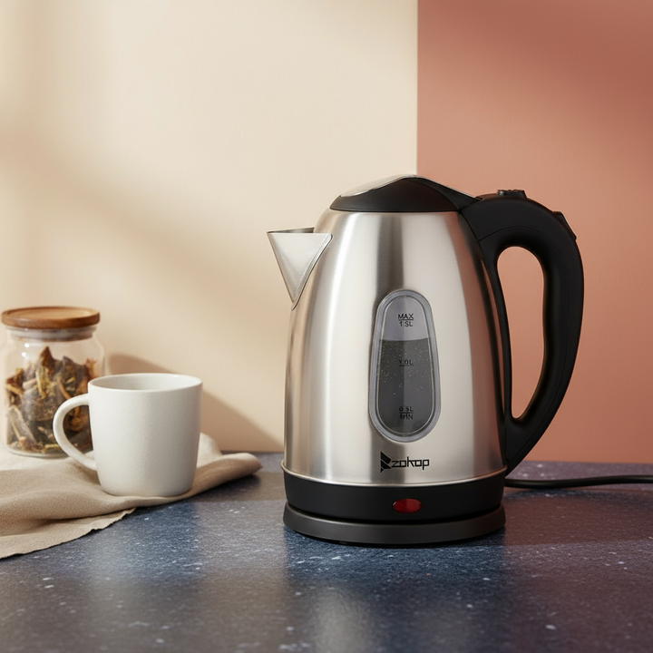 US Standard ZOKOP HD-1802S 120V 1200W 1.5L Stainless Steel Electric Kettle with Water Window [Same code 00574412]