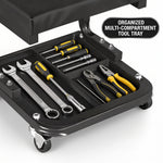 Rolling Mechanic Stool with Tool Tray - Creeper Seat with Wheels for Garage & Shop, Rolling Work Stool with Wheels for Mechanics, Auto Repair Workshop - 2