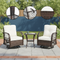 3-piece Outdoor Chair&Table Set Chat Set 2-person Rattan Seating Group with Two Swivel Chairs and a Square Table for Garden, Patio, or Balcony, Brown