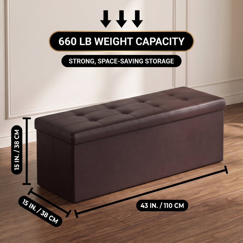 BENCH WITH STORAGE – FOLDING OTTOMAN WITH PADDED SEAT - 2