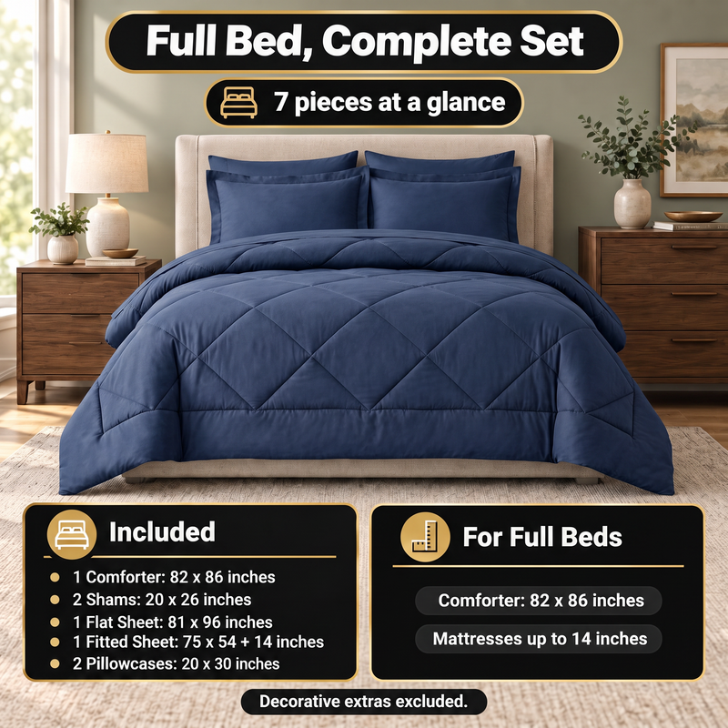 BEDDING SETS – 7-PIECE COMFORTER SET WITH SHEETS - 2