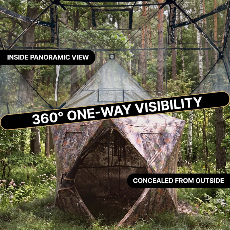 SucceBuy Hunting Blind, 270° & 360° See Through Ground Blind, 2-3 Person / 3-4 Person Pop Up Deer Blind for Hunting with Carrying Bag, Portable Tent - 2