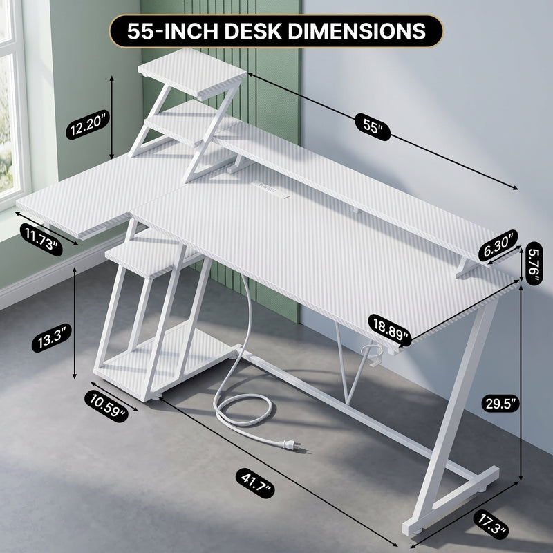 L-SHAPED GAMING DESK – LED LIGHTS & POWER OUTLETS - 2