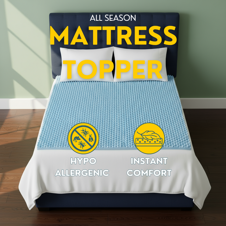 All Season Reversible Hypoallergenic 1.5" Cooling Mattress Topper, Queen Size 1.5 inch Foam