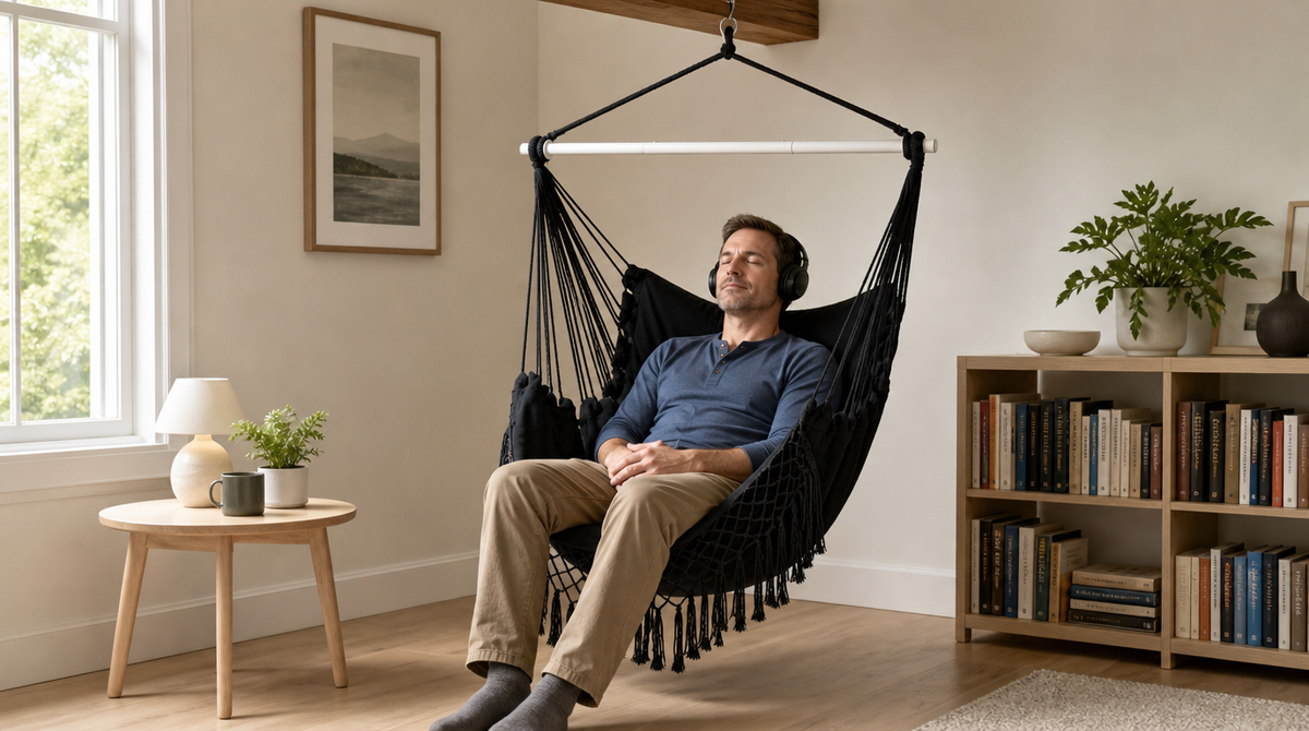 Boho Macrame Hammock Chair with Fringe, 2 Cushions & Side Pocket - image 2
