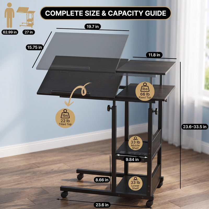 C-SHAPED END TABLE WITH CHARGING STATION – ADJUSTABLE HEIGHT - 2