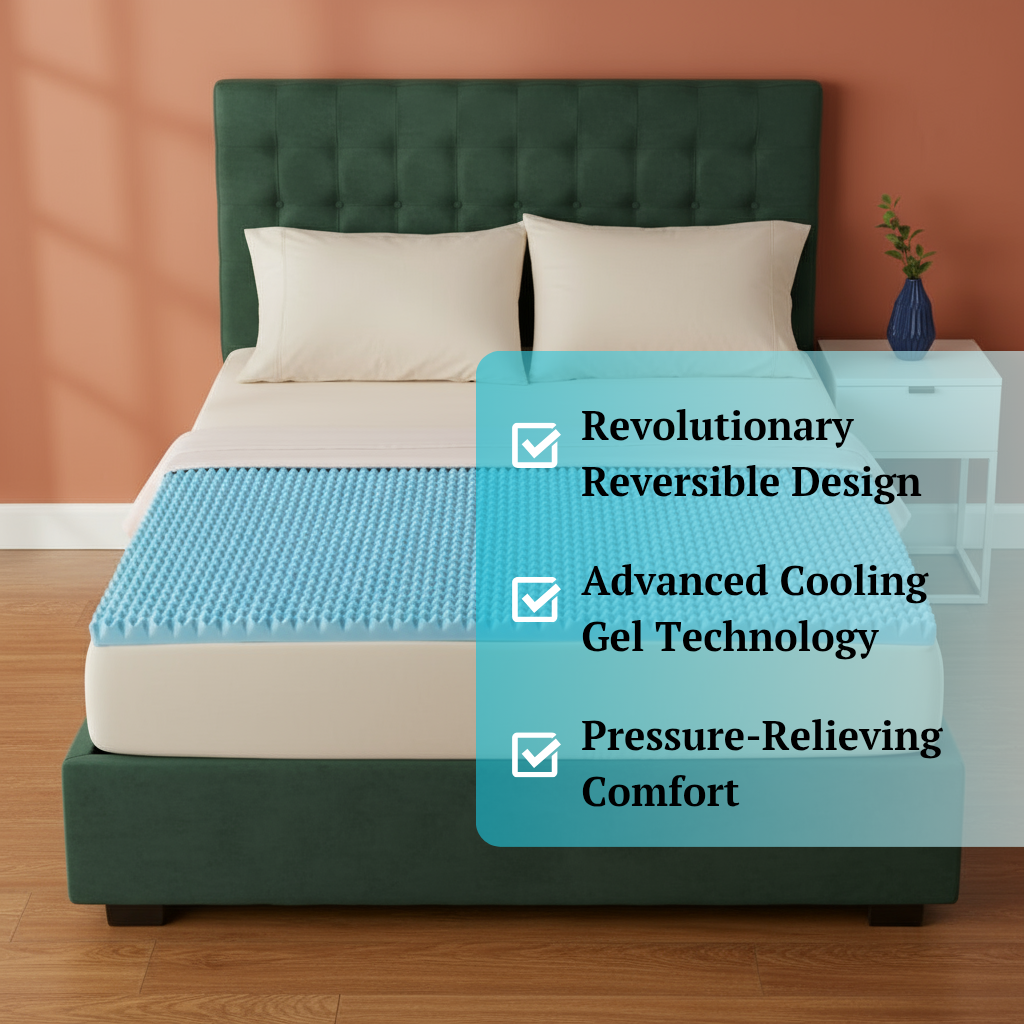 All Season Reversible Hypoallergenic Cooling Mattress Topper, Full Size, 1.5 inch Foam