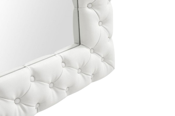 80" White Faux Leather Framed Leaning Accent Mirror