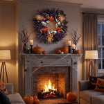 HALLOWEEN WREATH WITH LIGHTS FOR FRONT DOOR – PRE-LIT PUMPKIN, WITCH & GOTHIC PORCH DÉCOR - 2