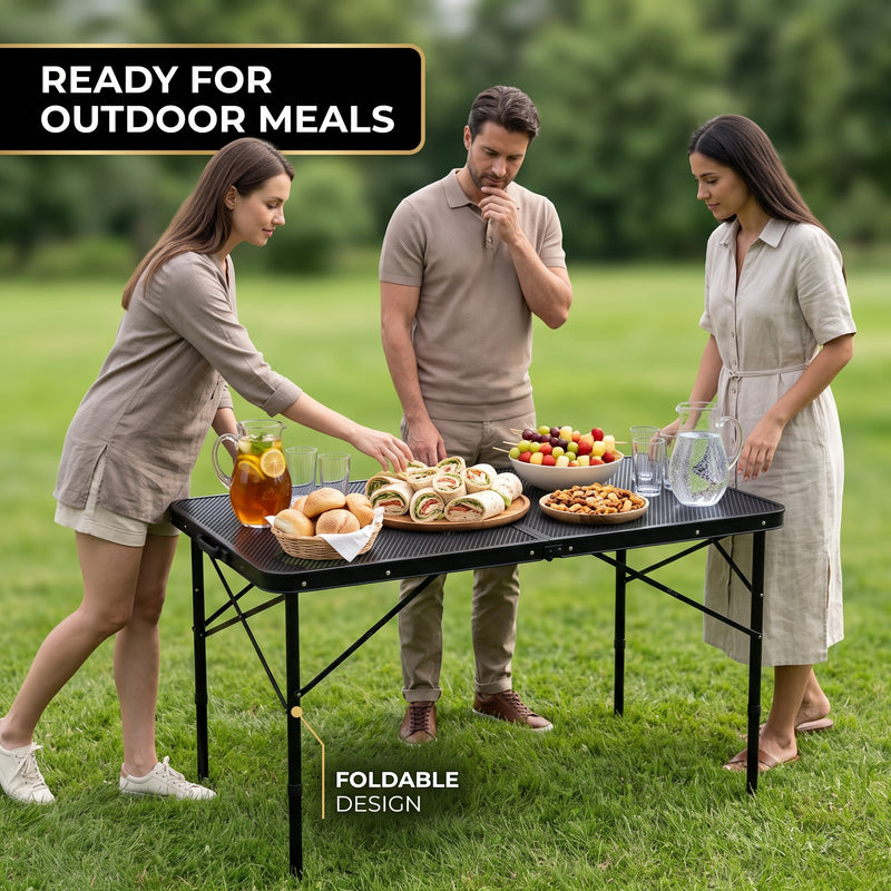 Foldable Camping Table Collapsible Picnic Aluminum Alloy Grill Stand - 2