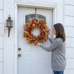 22-Inch Artificial Fall Wreath for Front Door – Berry, Pumpkin & Floral Styles - 2