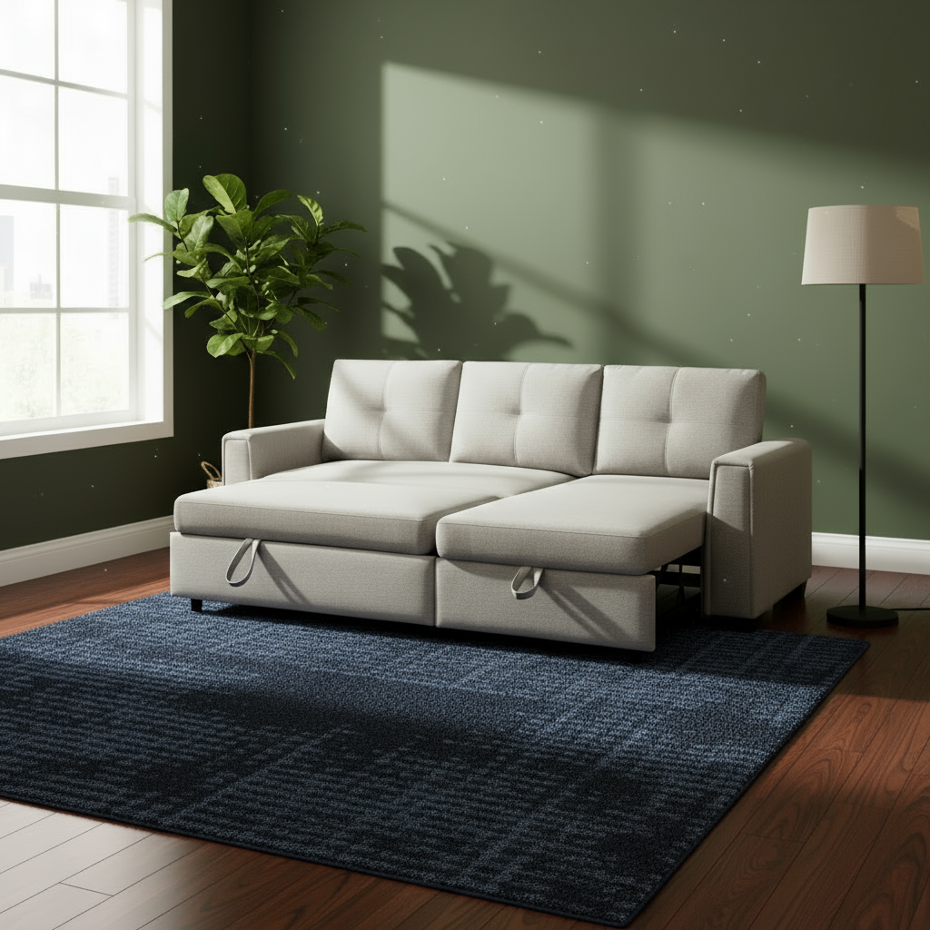 92" Light Gray Polyester Blend Convertible Futon Sleeper Sofa With Black Legs