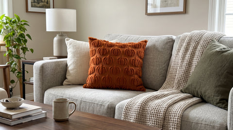 Pumpkin Pillow Covers Set of 2 | 3D Fall Decorative Covers fit and scale thumbnail 2