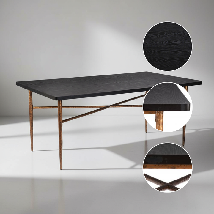 Nida Dining Table Black & Bronze – Modern Laminate Dining Table | Commercial Grade Construction | Trufairs