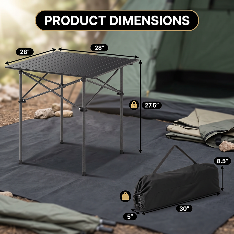 Aluminum Folding Camping Table – Portable Roll-Up with Carry Bag - 2