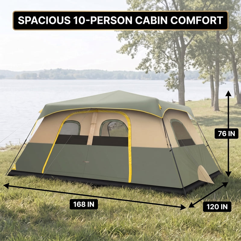 8–10 Person Instant Cabin Camping Tent with Room Divider - 2