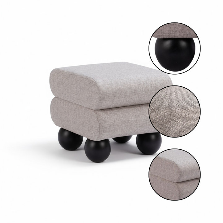 Davao Ottoman – Gray Performance Fabric with Rubberwood Legs | Multi-Functional Ottoman | Trufairs