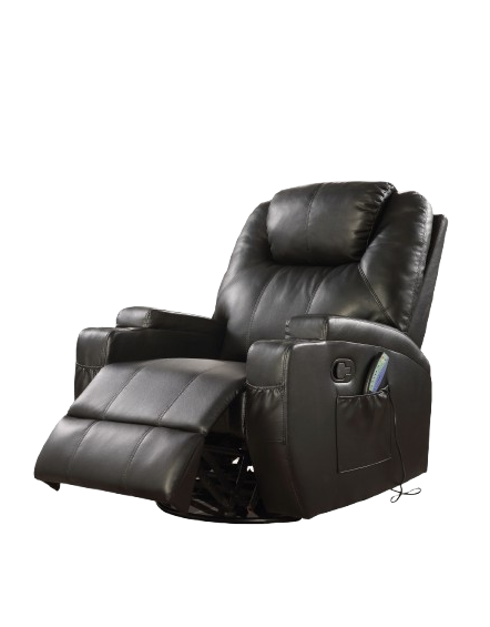34" Brown Faux Leather Heated Massage Home Theater Recliner