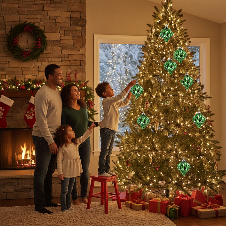 4.2x4.2x5.1 Christmas Ball Ornaments - Set of 8 Glass Decorative Hanging Balls for Holiday Decor | Trufairs