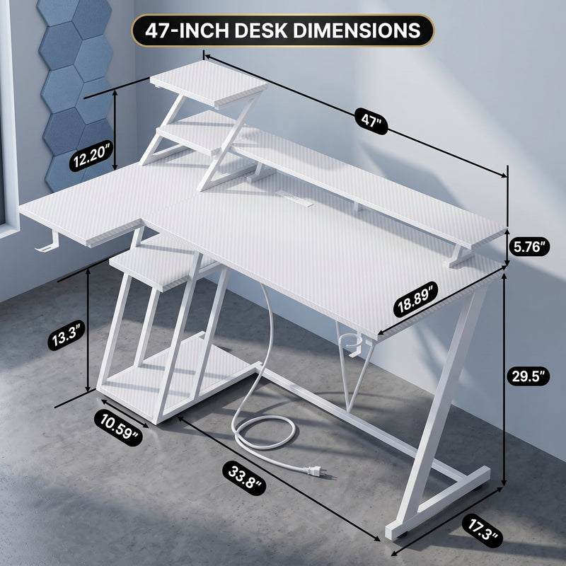 L-SHAPED GAMING DESK – LED LIGHTS & POWER OUTLETS - 2