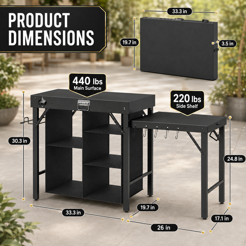 Camping Portable Cook Station/Kitchen Table, Folding Outdoor Cooking Table with Storage - 2