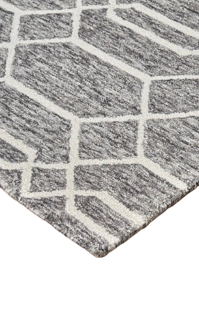 Transitional Trellis & Lattice Gray/Black/Ivory Area Rug