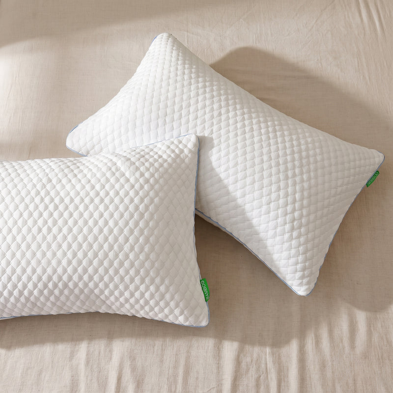 Gel Memory Foam Pillows, Set of 2 – Firm Quilted & Dual-Sided Cooling - 2