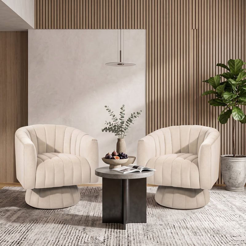 Swivel Accent Chair with Storage, 360 Degree Velvet Small Accent Chair, No Assembly Comfy Bedroom Chair for Living Room, Reading, Dressing Room - 2