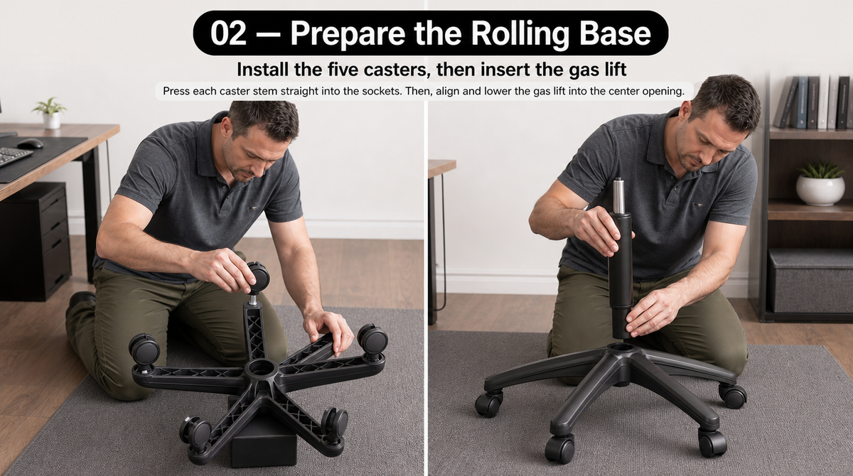 Reclining Gaming Chair with Footrest, Lumbar Support & 360° Swivel - assembly and setup image 2
