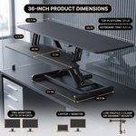 Standing Desk Converter, Height Adjustable Sit to Stand Desk Riser, Pneumatic & Electric Dual Monitor Laptop Workstation with Wide Keyboard Tray - 2