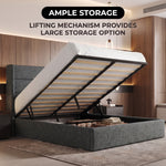 Lift-Up Storage Bed Frame with Upholstered Wingback Headboard - 2