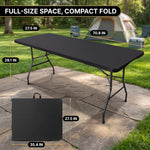 6 FT FOLDING CAMPING TABLE – PORTABLE INDOOR OUTDOOR TABLE WITH WATERPROOF HDPE TOP & CARRY HANDLE - 2