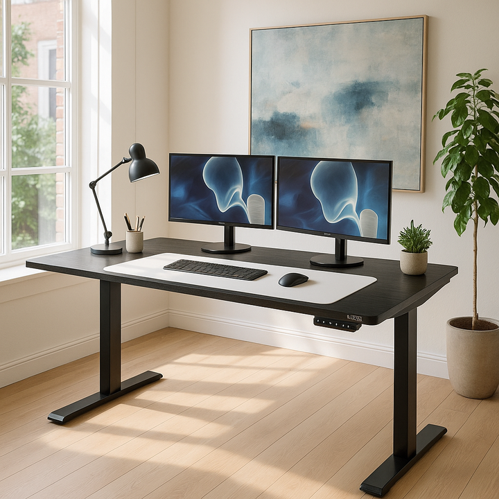 Black on Black 45" Bamboo Dual Motor Electric Office Adjustable Computer Desk
