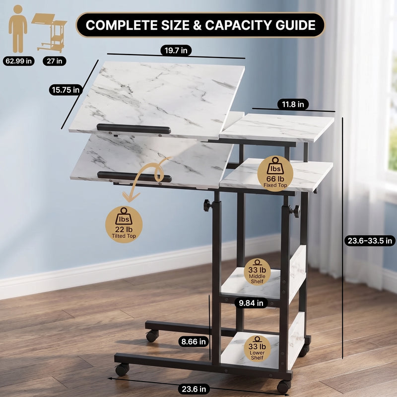 C-SHAPED END TABLE WITH CHARGING STATION – ADJUSTABLE HEIGHT - 2