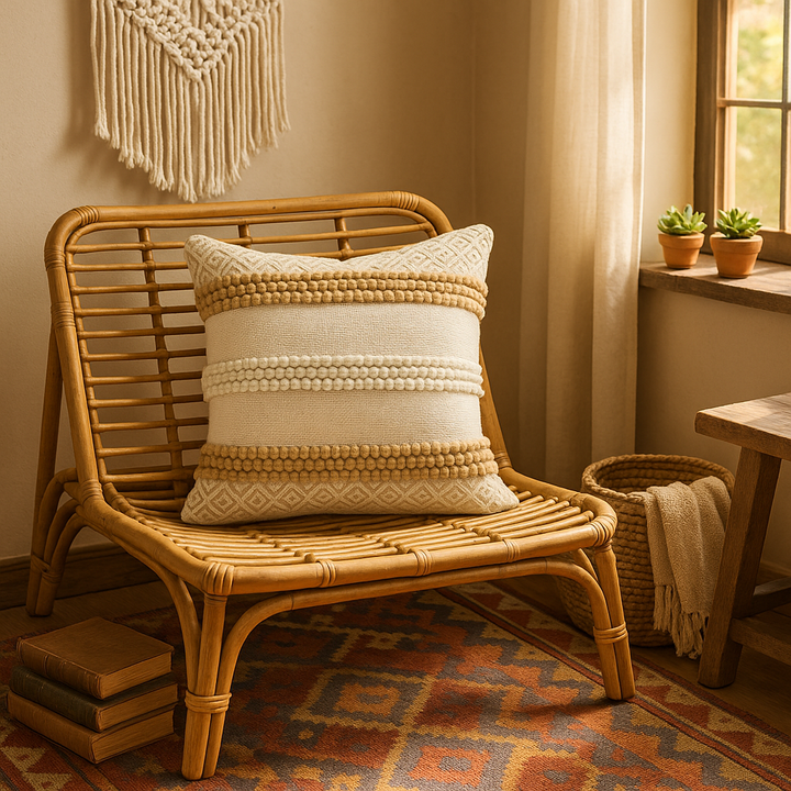Modern Tan Geometric 20" Throw Pillow with Zipper – Indoor & Outdoor