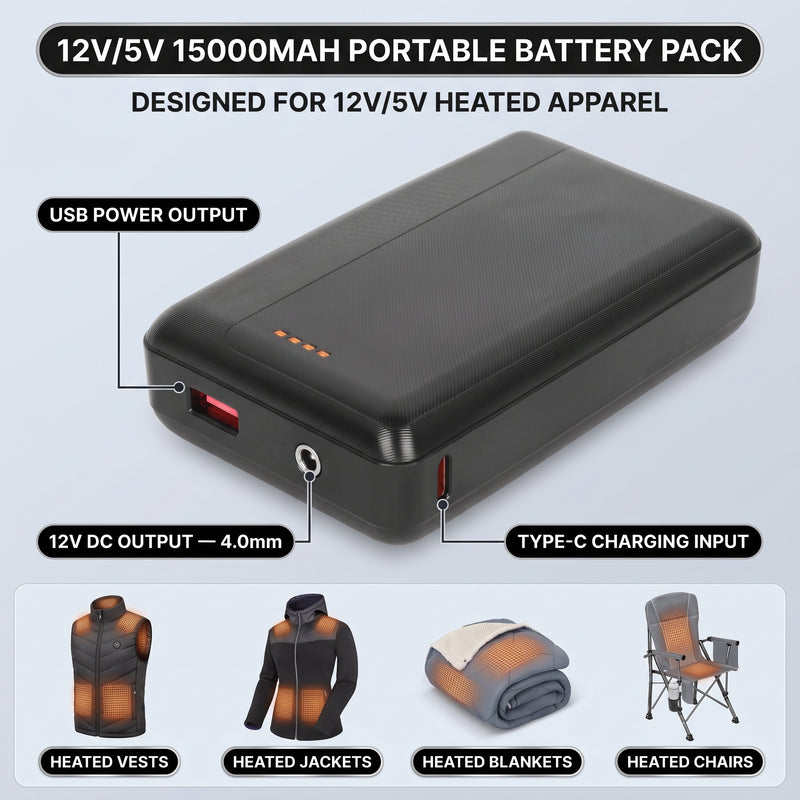 15,000–20,000MAH 5V/2A USB BATTERY PACK – RECHARGEABLE POWER BANK FOR HEATED CAMPING CHAIRS & BLANKETS - 2