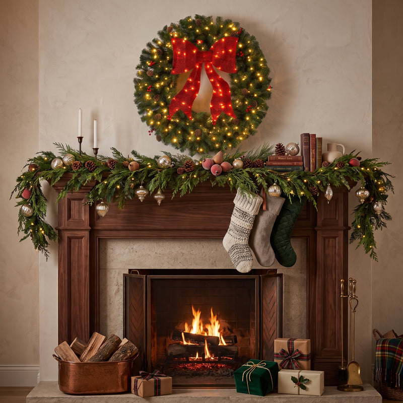 PRE-LIT CHRISTMAS WREATH – WARM LED DOOR DÉCOR - 2