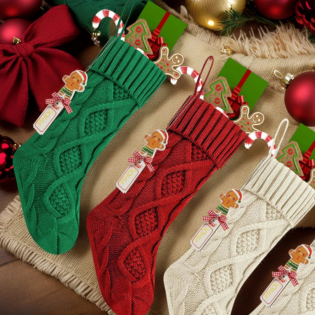 Personalized Christmas Stocking Large Capacity Cute Christmas Stockings Wear Resist Stocking Gift Bag Fireplace Party Decoration
