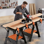 Portable Workbench & Folding Sawhorse – 2-in-1 Work Table - 2