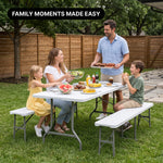 6 FT Folding Picnic Table with Benches - 2