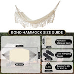Boho Macrame Double Hammock Swing with Tassels – 2 Person Hanging Chair for Indoor & Outdoor Relaxation - 2