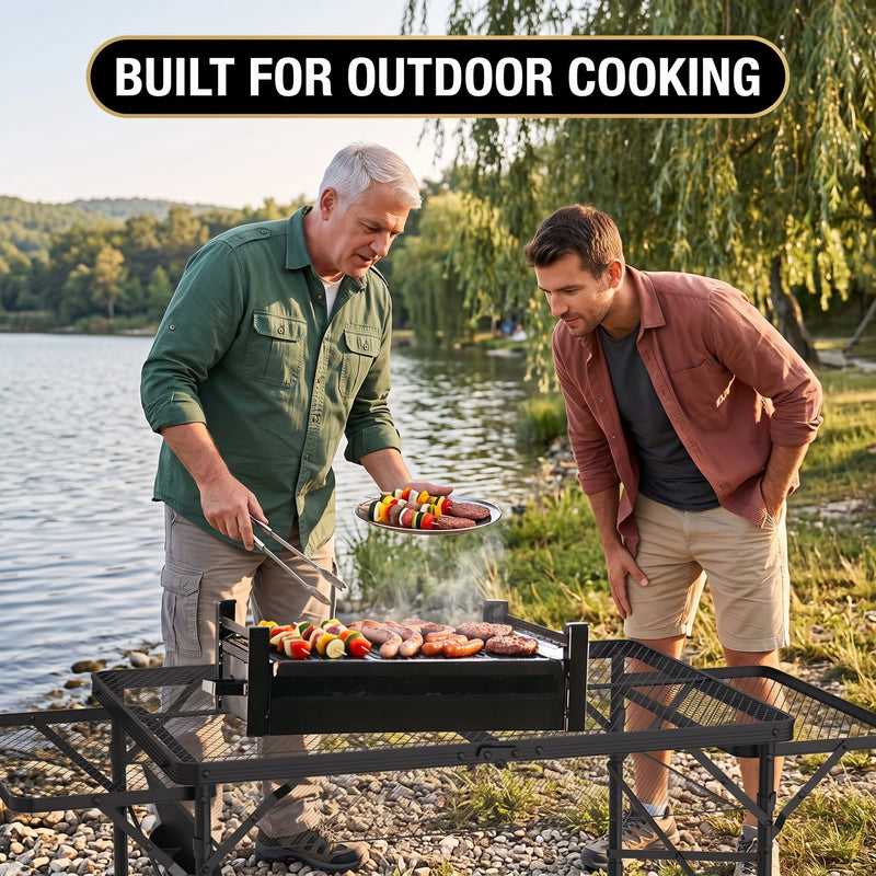 Foldable Camping Table Collapsible Picnic Aluminum Alloy Grill Stand - 2