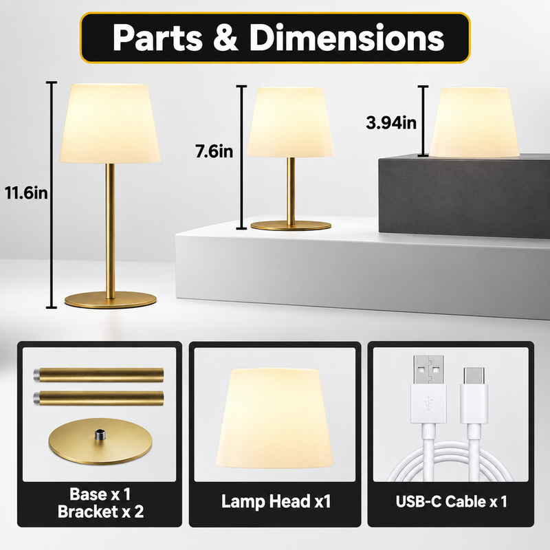 CORDLESS TABLE LAMP – RECHARGEABLE & WATERPROOF FOR SHOWER, BATHROOM AND OUTDOOR USE - 2