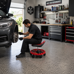 Rolling Mechanic Stool – Adjustable Workshop Seat with Tool Tray & Casters - 2