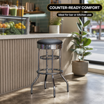 Swivel Bar Stool for Garage & Shop - Backless Counter Stool with Padded Seat, Workbench Stool for Workshop, Single Bar Stool with Chrome Legs - 2